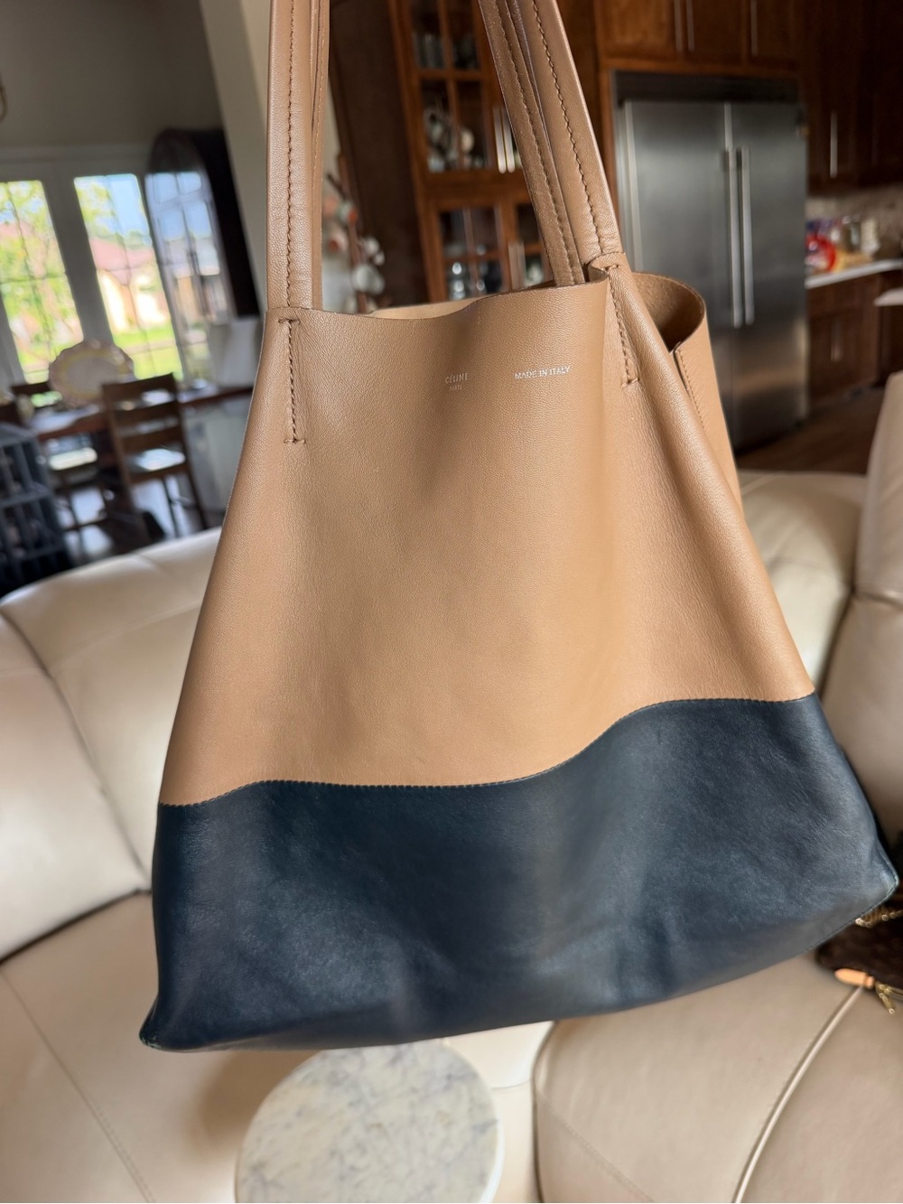 Celine Horizontal Bicolor Cabas tote